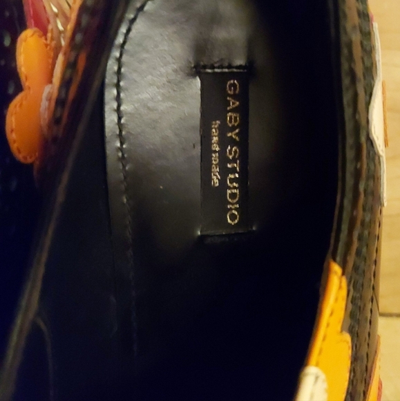 black oxford lace-up platform wedge flower Gaby Studio - Picture 7 of 8